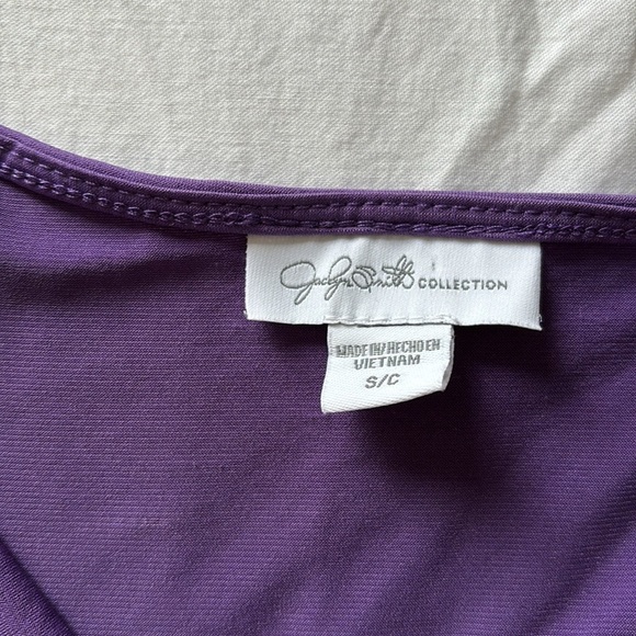 Jacklyn Smith Purple Draped Neck Sleeveless Top Size Small Sophisticated Style - Picture 5 of 7